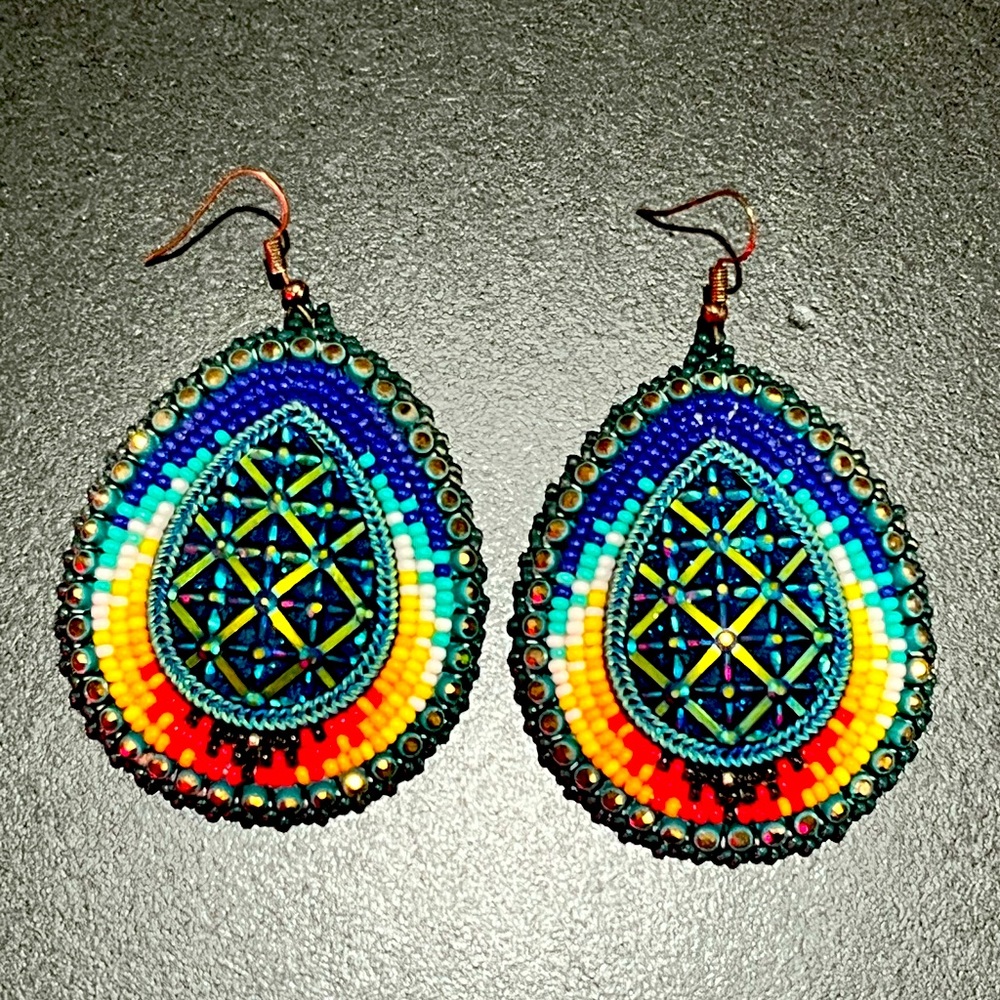 Naive American beaded earrings pow wow style